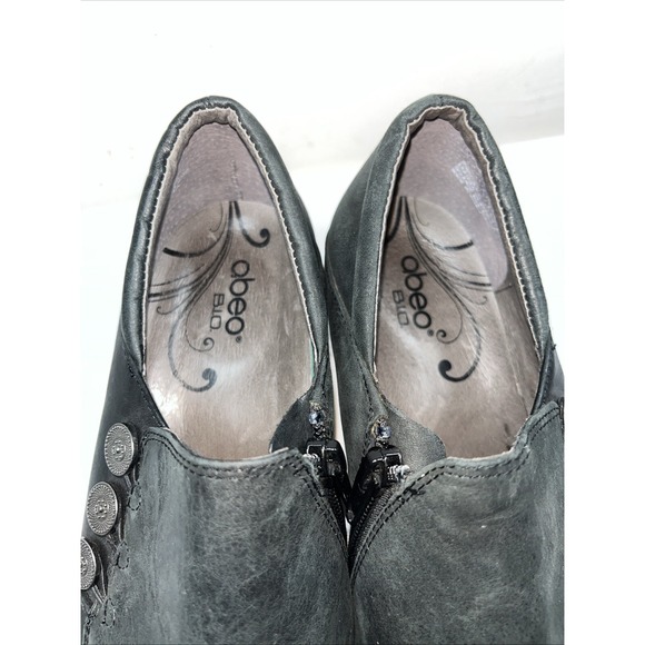 Abeo B.I.O Womens Rikki Black Leather Zip Loafer Bootie Shoes Sz 9.5M Comfort - Picture 9 of 16